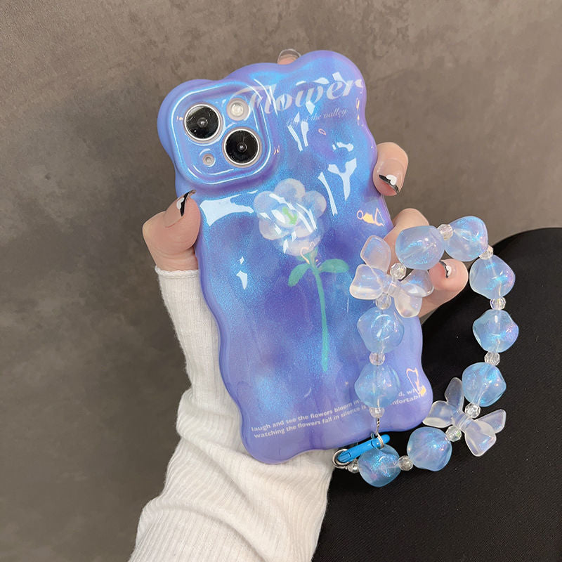 Gender Bluish Flower Wavy Phone Case Set