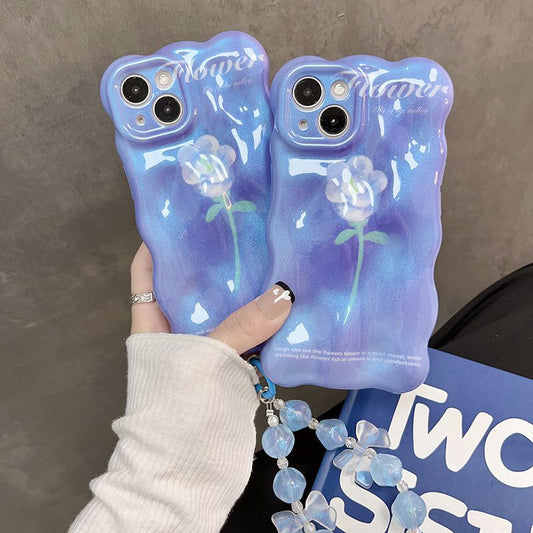 Gender Bluish Flower Wavy Phone Case Set