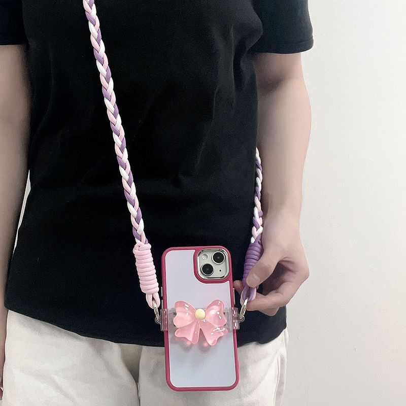 Crystal Bowknot Back Clip Cross Body Phone Strap