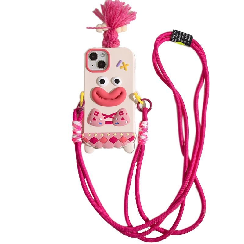 New Creative Funny Cartoon Phone Case With Strap For iPhone